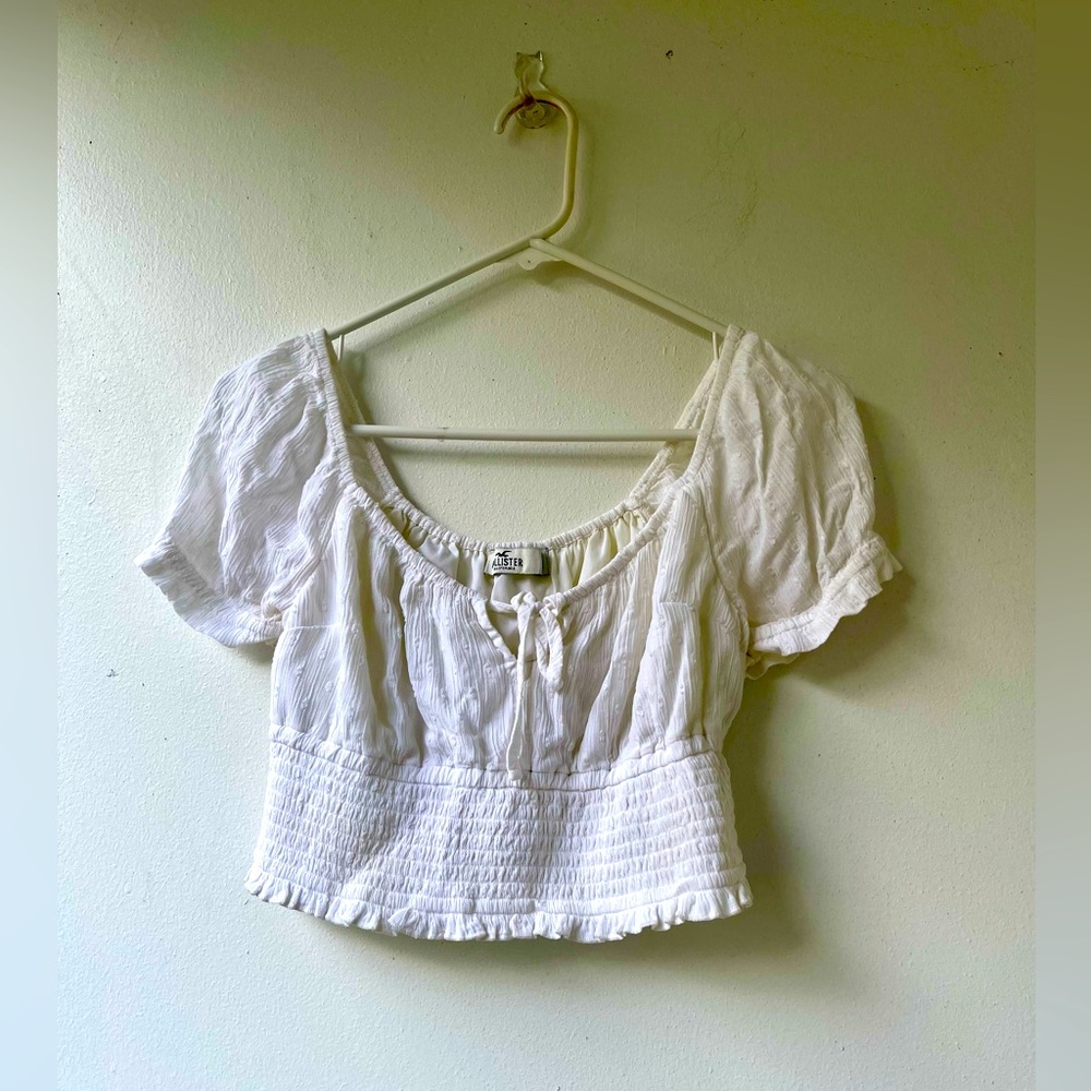 Hollister off the shoulder white crop top size small